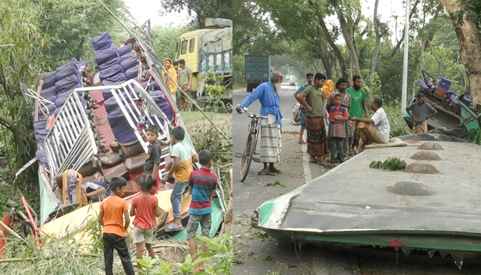 আবারো উড়ে গেল বাসের ছাদ