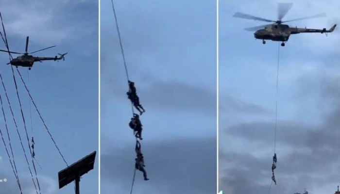 ​হেলিকপ্টারের দড়িতে ঝুলে পালালেন নেপালের মন্ত্রীরা