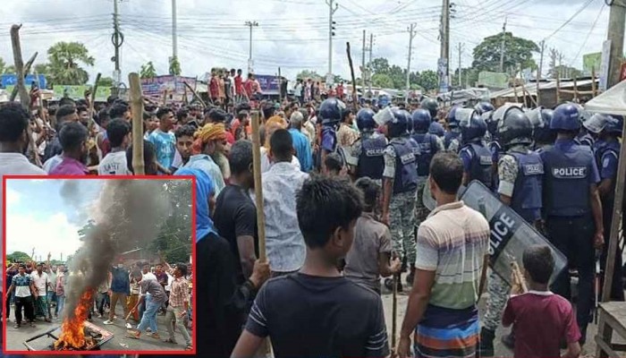 ​ফরিদপুরে থানা ও উপজেলা পরিষদে হামলা, অফিসার্স ক্লাবে আগুন