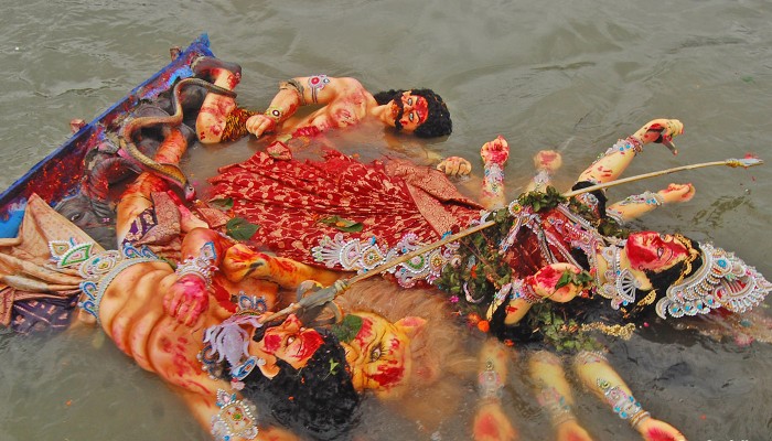 ​বিষাদে বিসর্জন হল দুর্গা দেবীর