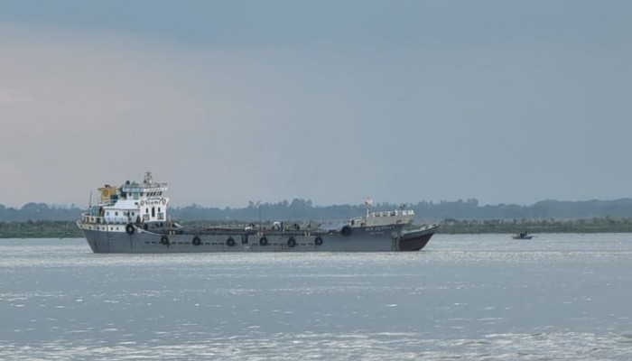 ​পদ্মায় ৮ দিন ধরে আটকা সারবোঝাই জাহাজ