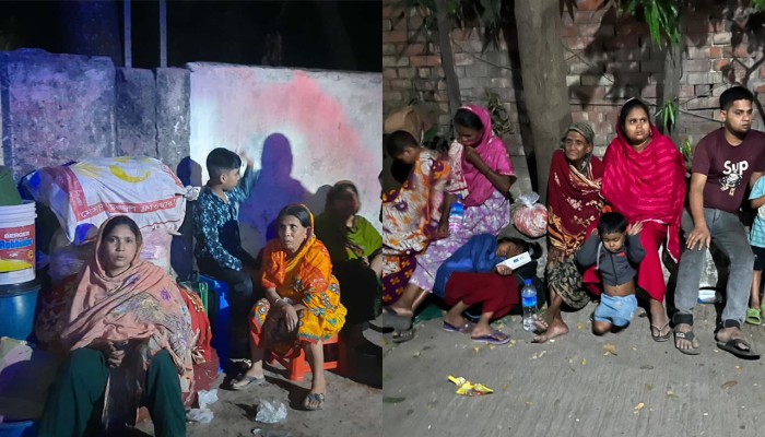 শীতের রাত খোলা আকাশের নিচে বাচ্চারা