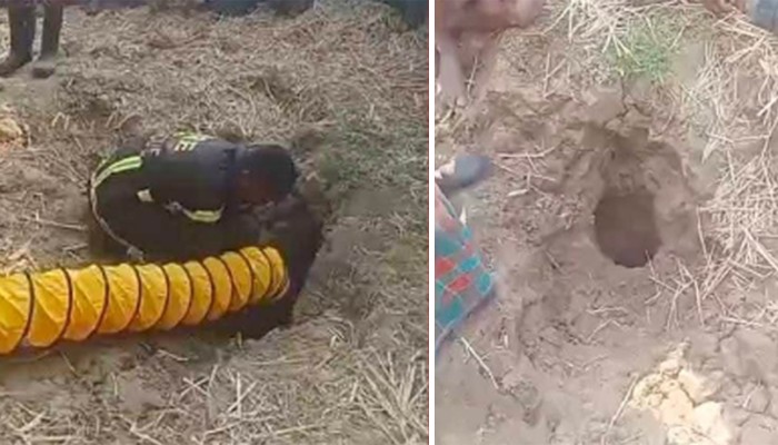 ​গভীর নলকূপের পাইপে আটকে আছে দুই বছরের শিশু