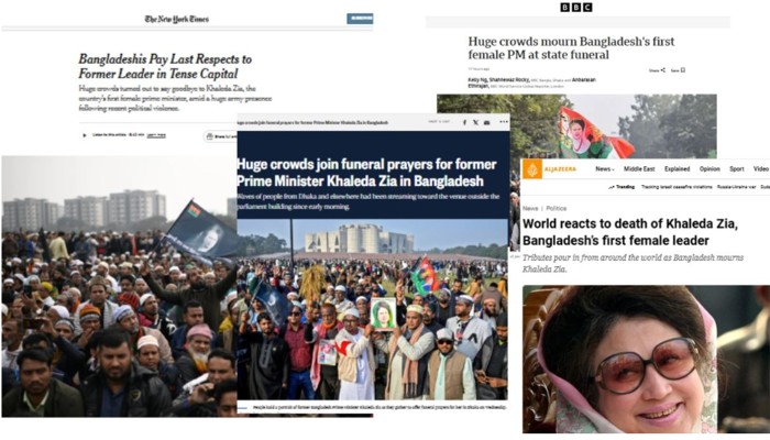 ​আন্তর্জাতিক গণমাধ্যমে খালেদা জিয়ার দাফনের সংবাদ