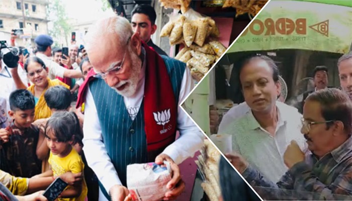 ​নিজের দোকানের ঝালমুড়ি খাইয়ে বিজয় উদযাপন বিজেপি নেতার
