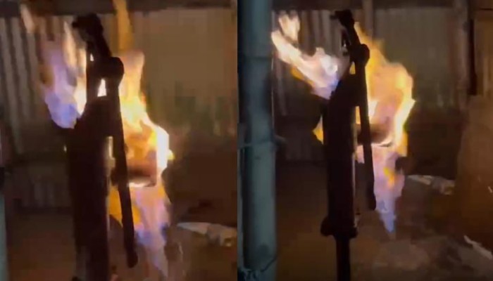 পানির পরিবর্তে  নলকূপ দিয়ে উঠছে আগুন!