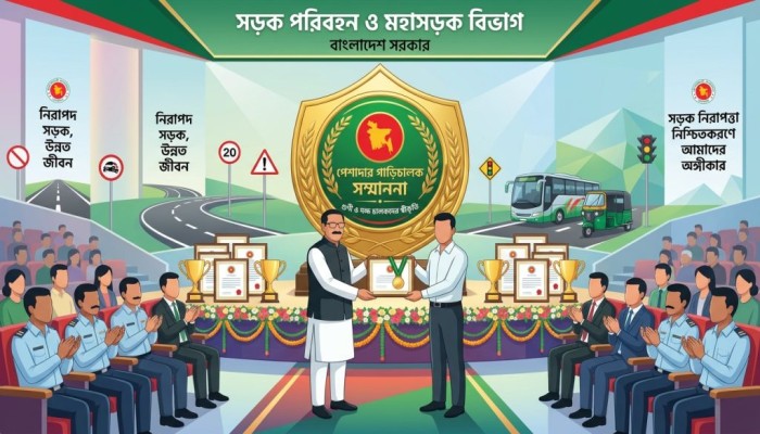 ২৭৬ জন পেশাদার গাড়িচালককে সম্মাননা দিচ্ছে সড়ক বিভাগ